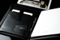 Preview: RV-Schreibmappe DIN A4 mit iPad Fach PREMIUM LEDER BOXCALF schwarz (glatt)