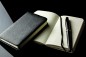 Preview: Pocket Notizbuch (gebunden) PREMIUM LEDER SOFT GRAIN schwarz (genarbt)