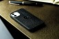 Preview: iPhone Case Silikon Schutzhülle in PREMIUM LEDER SOFTGRAIN schwarz (genarbt)