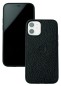 Preview: iPhone Case Silikon Schutzhülle in PREMIUM LEDER SOFTGRAIN schwarz (genarbt)