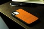 Preview: iPhone Case Silikon Schutzhülle in PREMIUM LEDER SOFTGRAIN orange (genarbt)