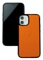 Preview: iPhone Case Silikon Schutzhülle in PREMIUM LEDER SOFTGRAIN orange (genarbt)