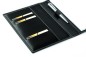 Preview: Schreibmappe DIN A5, incl. Memoblock CAMBRIDGE Top Grain Leder mit heller Kontrastnaht schwarz