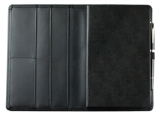 Notizbuch cirka DIN A5 (auswechselbar) PREMIUM LEDER BOXCALF schwarz (glatt)