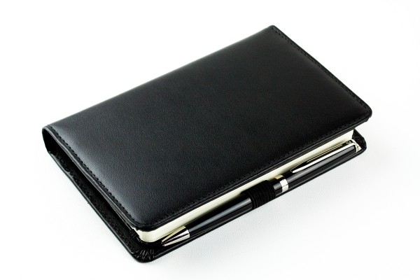 Pocket Notizbuch PREMIUM LEDER BOXCALF schwarz (glatt)