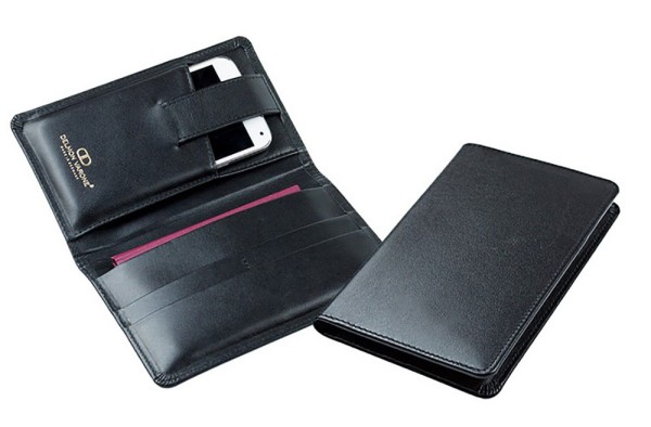 Phoneholder Reisebrieftasche PREMIUM LEDER BOXCALF schwarz (glatt)