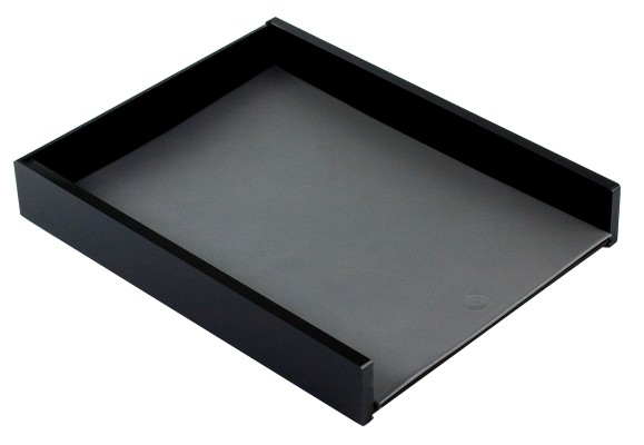 Briefablagekasten für A4 - ACRYL schwarz Kombination mit PREMIUM LEDER BOXCALF grau (glatt)