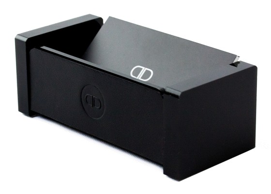 Visitenkartenspender - ACRYL schwarz Kombination mit PREMIUM LEDER BOXCALF schwarz (glatt)
