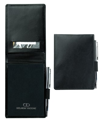 Taschen Memoblock DIN A7 Hochformat PREMIUM LEDER BOXCALF schwarz - inclusive Ersatzblock und Minikugelschreiber