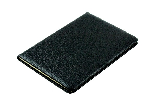 Adressbuch DIN A5 mit Goldschnitt (gebunden) PREMIUM LEDER SOFTGRAIN schwarz (genarbt)