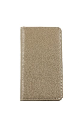 iPhone Case aus Leder mit integrierter Kunststoffschale PREMIUM LEDER SOFT GRAIN taupe (genarbt)