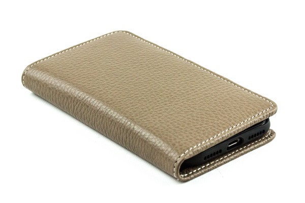 iPhone Case aus Leder mit integrierter Kunststoffschale PREMIUM LEDER SOFT GRAIN taupe (genarbt)