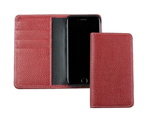 iPhone Case aus Leder mit integrierter Kunststoffschale PREMIUM LEDER SOFT GRAIN rot (genarbt)