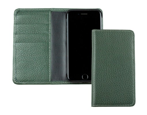 iPhone Case aus Leder mit integrierter Kunststoffschale PREMIUM LEDER SOFT GRAIN grün (genarbt)