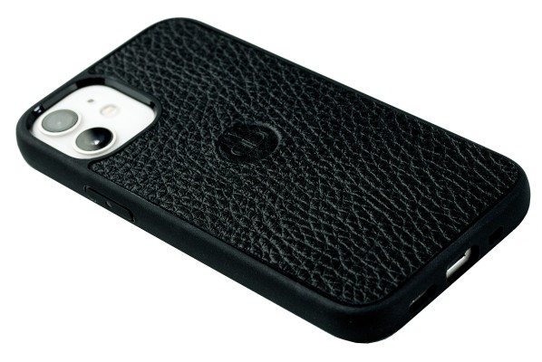 iPhone Case Silikon Schutzhülle in PREMIUM LEDER SOFTGRAIN schwarz (genarbt)