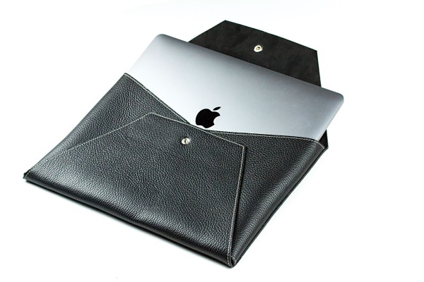 Macbook Tasche PREMIUM LEDER SOFT GRAIN schwarz