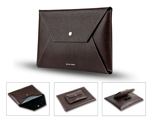 Macbook Tasche PREMIUM LEDER SOFT GRAIN dunkelbraun