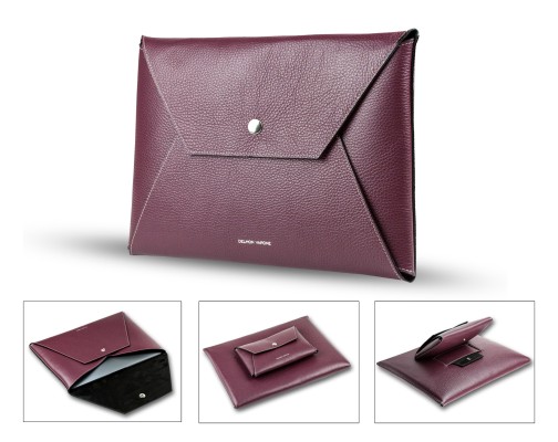 Macbook Tasche PREMIUM LEDER SOFT GRAIN aubergine