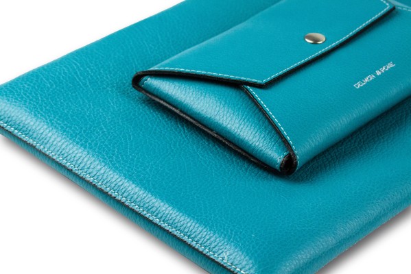 Macbook Tasche PREMIUM LEDER SOFT GRAIN türkis