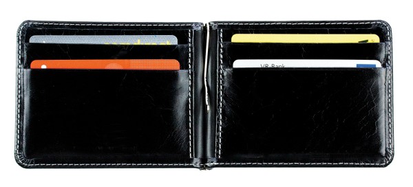 Dollarclip Börse PREMIUM LEDER VINTAGE Anilin schwarz - RFID Protected