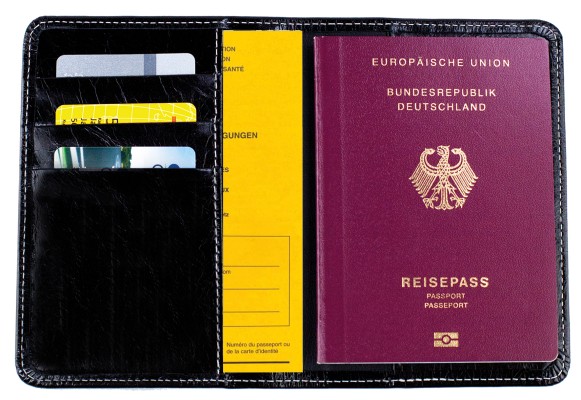 Reisepass / Impfausweis Etui PREMIUM LEDER VINTAGE schwarz - RFID Protected