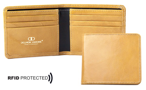 Kreditkartenetui mit Geldscheinfach PREMIUM LEDER VINTAGE Anilin cuoiobraun - RFID Protected