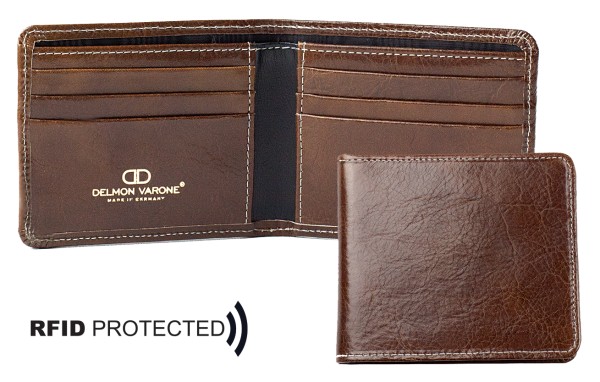 Kreditkartenetui mit Geldscheinfach PREMIUM LEDER VINTAGE Anilin marronebraun - RFID Protected