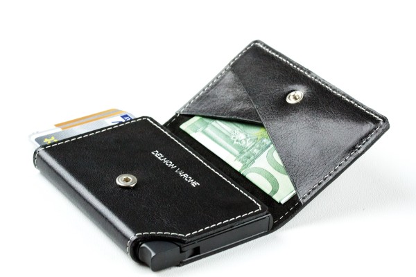 Slim Wallet Cardprotector mit RFID Schutz in PREMIUM LEDER VINTAGE schwarz