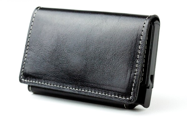 Slim Wallet Cardprotector mit RFID Schutz in PREMIUM LEDER VINTAGE schwarz