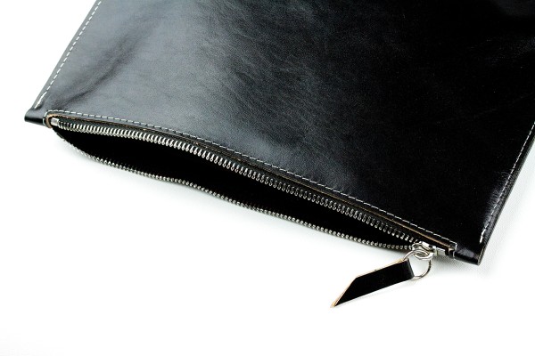 Pouch - Zipper Tasche - Banktasche PREMIUM LEDER VINTAGE schwarz