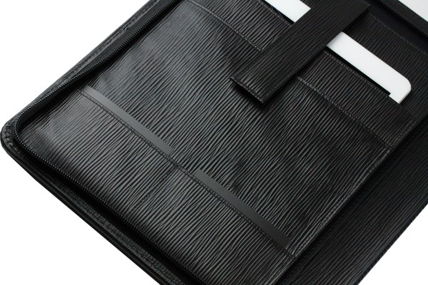 RV-Schreibmappe DIN A4 mit iPad Fach PREMIUM LEDER MANHATTAN schwarz mit Paglia Narbung