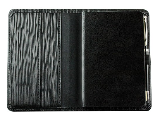 Pocket Notizbuch PREMIUM LEDER MANHATTAN schwarz mit Paglia Narbung