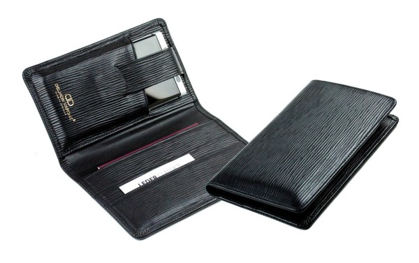 Phoneholder Reisebrieftasche PREMIUM LEDER MANHATTAN schwarz mit Paglia Narbung
