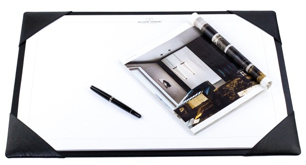 Schreibunterlage mit 4 Ecken + Papierblock PREMIUM LEDER MANHATTAN Paglia schwarz