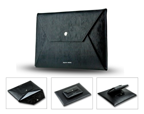 Macbook Tasche PREMIUM LEDER MANHATTAN schwarz