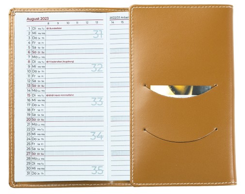 Taschenkalender 3-teilig für 2025 - Cambridge Top Grain Leder hellbraun