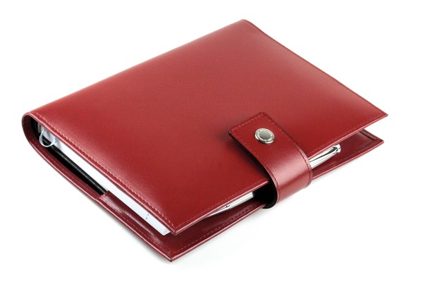 Notizbuch DIN A5 (auswechselbar) mit Verschlusslasche, CAMBRIDGE Top Grain Leder rot