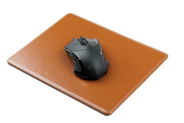 Mousepad CAMBRIDGE Top Grain Rindspaltleder mit heller Kontrastnaht hellbraun