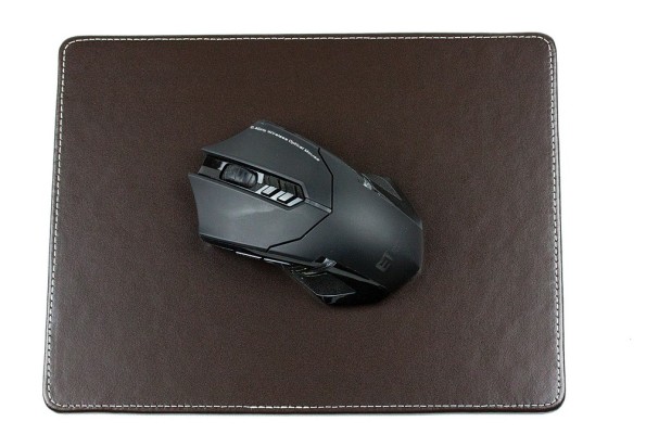 Mousepad CAMBRIDGE Top Grain Rindspaltleder mit heller Kontrastnaht dunkelbraun