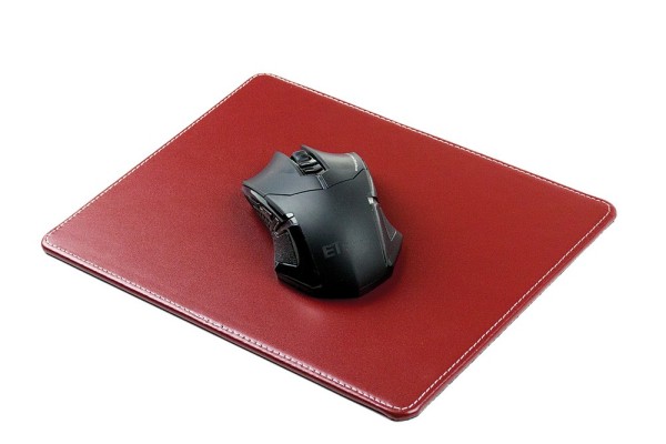 Mousepad CAMBRIDGE Top Grain Rindspaltleder mit heller Kontrastnaht rot