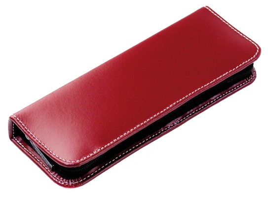 Lehrer Stifteetui mit Reißverschluss 10 + 2 - CAMBRIDGE Top Grain Leder - rot