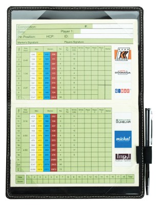 Golf Scorecard Halter inclusive Minikugelschreiber CAMBRIDGE Top Grain Rindspaltleder dunkelbraun