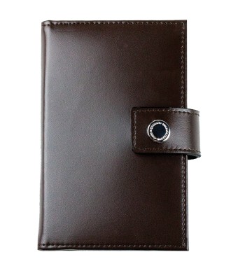 Pocket Notizbuch "TRAVEL NOTES" (auswechselbar) mit Druckknopf, CAMBRIDGE Top Grain Leder dunkelbraun