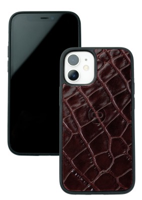 iPhone Case Silikon Schutzhülle in PREMIUM LEDER CROCO rot