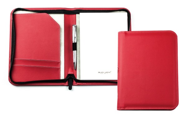 Reissverschluss Schreibmappe DIN A5 ECO APPLE LEATHER Lederimitat rot