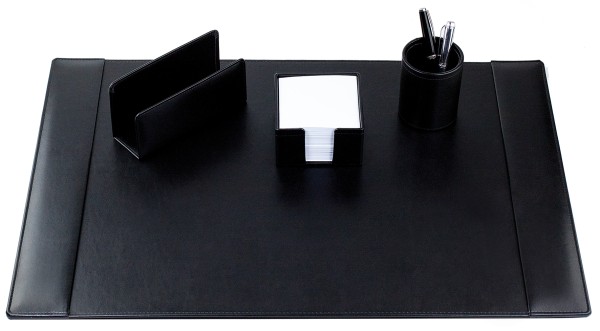 Schreibtisch Set NOVAPELL aus veganem Lederimitat schwarz - made in Germany