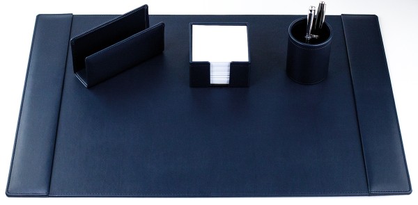 Schreibtisch Set NOVAPELL aus veganem Lederimitat dunkelblau - made in Germany