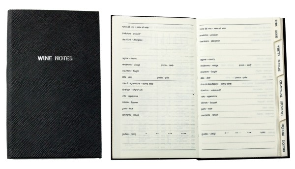 Pocket Notizbuch "WINE NOTES" (auswechselbar) mit Druckknopf, CAMBRIDGE Top Grain Leder hellbraun