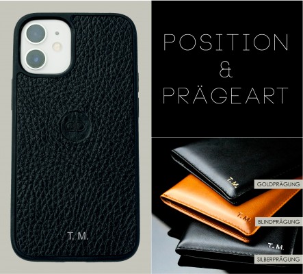 iPhone Case Silikon Schutzhülle in PREMIUM LEDER SOFTGRAIN schwarz (genarbt)