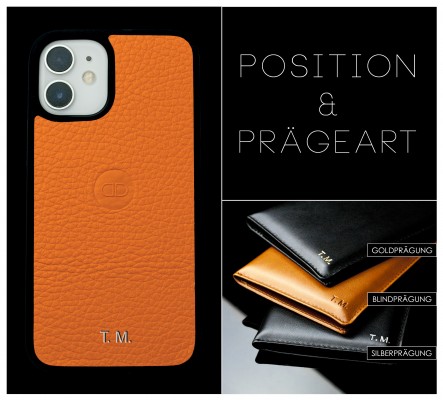 iPhone Case Silikon Schutzhülle in PREMIUM LEDER SOFTGRAIN orange (genarbt)